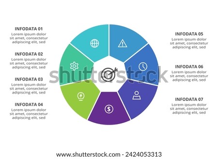 Creative concept for infographic with 7 steps, options, parts or processes. Business data visualization.