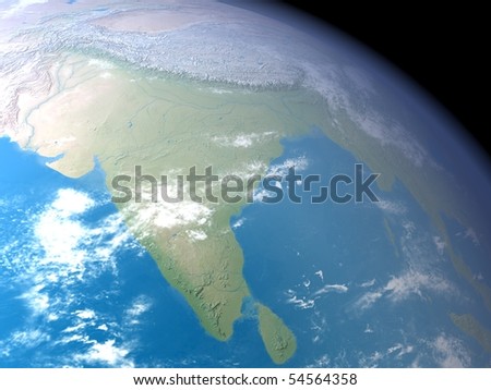 An Illustration Showing India On A Globe As Seen From Space - 54564358 ...