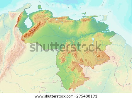 Topographic Map Of Venezuela With Shaded Relief And Elevation Colors ...