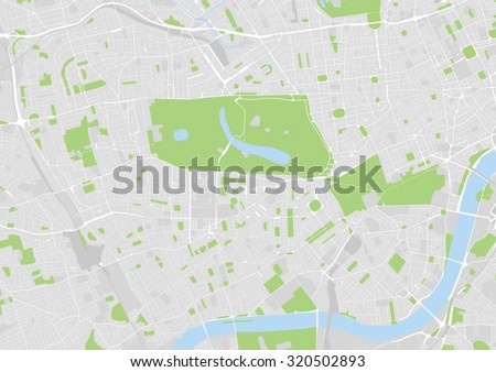 vector map of west central london from westminster over hyde park to notting hill