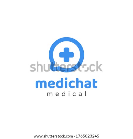Medical chat logo design template is simple and abstract style with the concept of medical consultation through digital chat technology