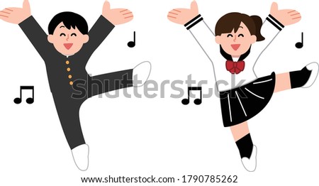 Illustration of a person dancing in school clothes