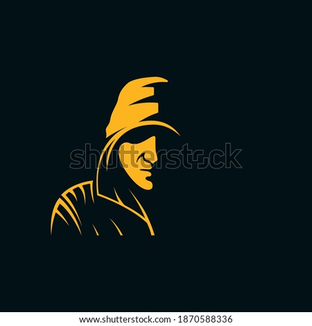 Person wearing hoodie line style logo design