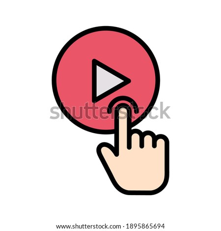 Video player, tap, click icon vector image. Can also be used for communication. Suitable for use on web apps, mobile apps and print media.