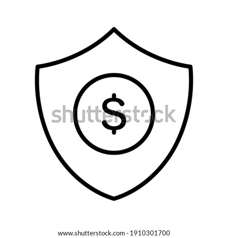 Dollar, protectiom, shield, secure icon vector image. Can also be used for shopping and ecommerce. Suitable for use on web apps, mobile apps and print media.