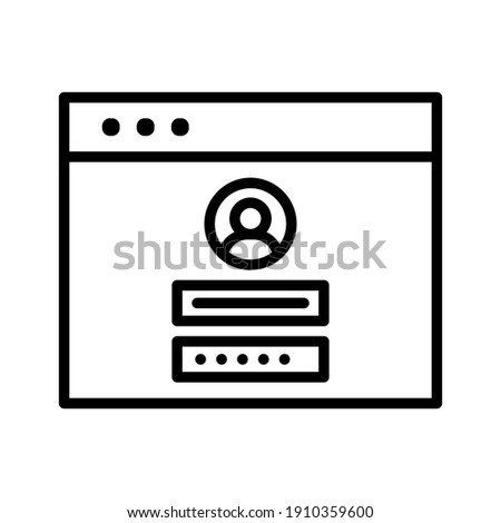 Login form, webpage, browser, login icon vector image. Can also be used for internet security. Suitable for use on web apps, mobile apps and print media.