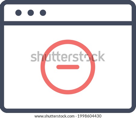 Webpage, browser, remove icon vector image. Can also be used for Webpages. Suitable for use on web apps, mobile apps and print media.