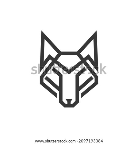 geometric Wolf head line logo design vector