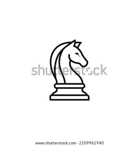 Black Chess Knight Horse line art logo design vector
