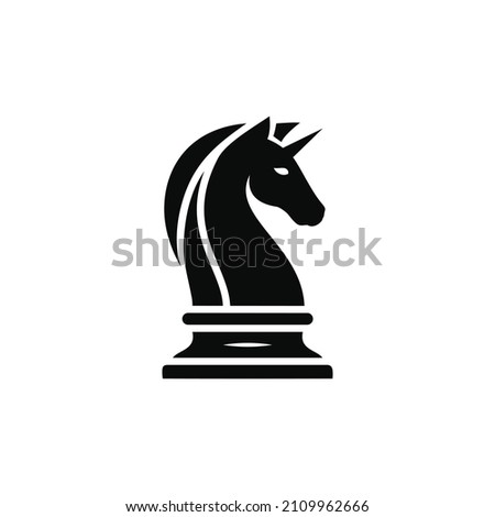 Black Chess Knight Horse Pegasus Unicorn silhouette logo design vector.