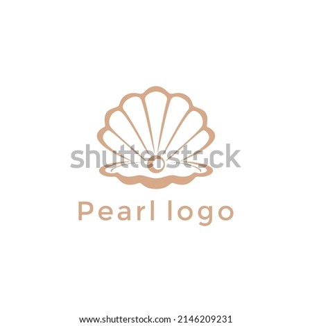 Beauty Luxury Elegant Pearl Shell Jewelry logo design vector