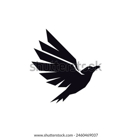 raven fly logo design icon silhouette. Vector illustration