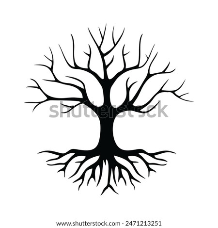 Dead trees, dead rooted trees logo design vector template