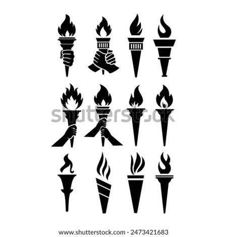 Torch icons set, logo vector template