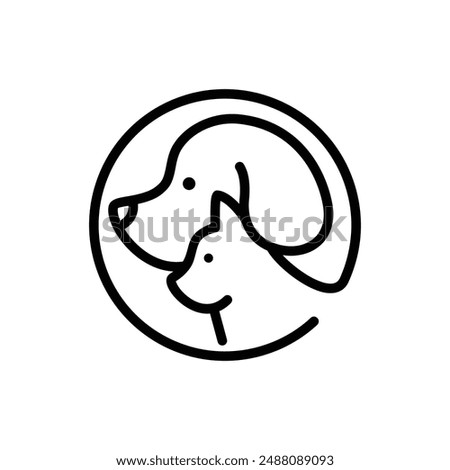 minimalist monoline lineart outline dog cat icon logo template vector