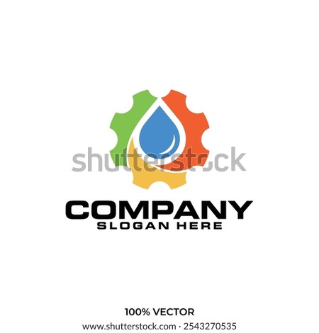 water drop gear energy engineering logo Design Vector Template