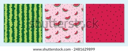 Green and Fresh Watermelon Skin Seamless Pattern. Watermelon realistic texture background letters vector illustration. watermelon slices and seeds seamless, Unique and Trendy seamless