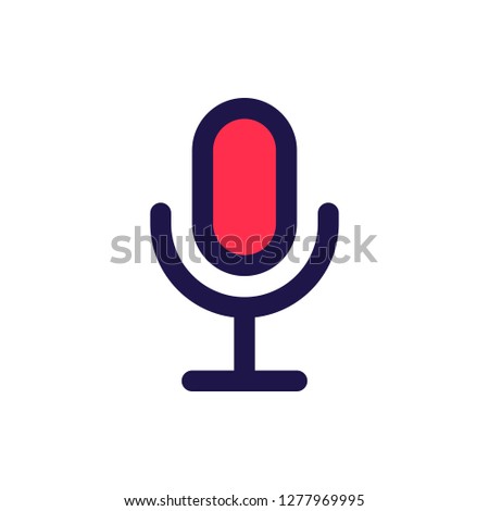Mic Icon Vector Illustration in Filled Style for Any Purpose