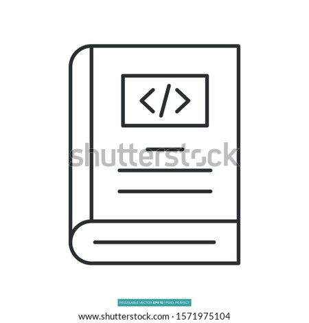 Coding manual book icon vector illustration logo template for many purpose. Isolated on white background.