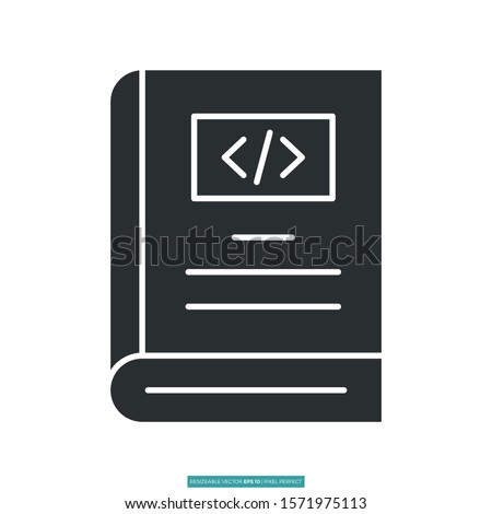 Coding manual book icon vector illustration logo template for many purpose. Isolated on white background.