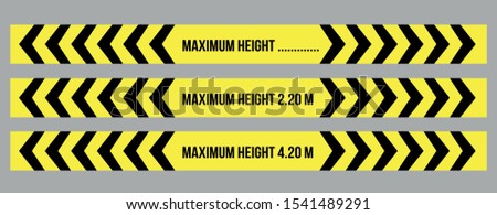 maximum height warning sign, maximum height template and vector set. Gray on white background