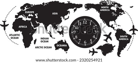 word map clock icon indoor design