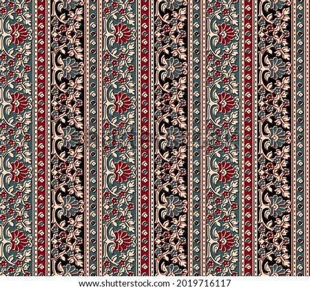 Abstract seamless  color full  paisley fabric effect  ajrakh print  pattern background design