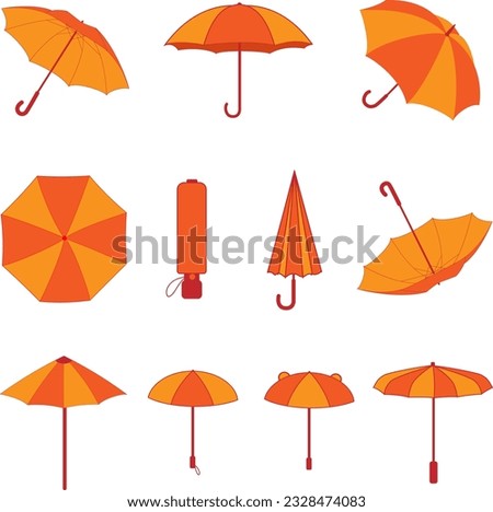 set of umbrellas vector, Collection of 11 vector umbrellas