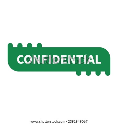 Confidential In Green Rectangle Shape For Information Announcement Sign
