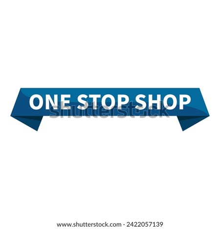 One Stop Shop Text In Blue Ribbon Rectangle Shape For Promise Promotion Business Marketing Social Media Information Announcement

