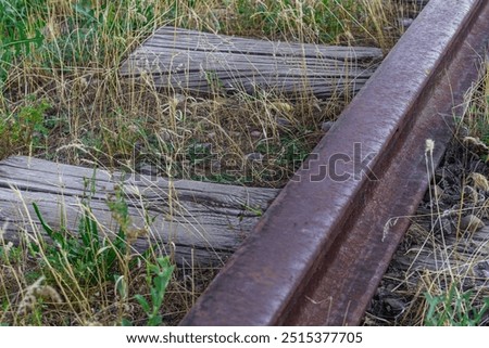 Similar – Image, Stock Photo Sunset turning rail track into golden path