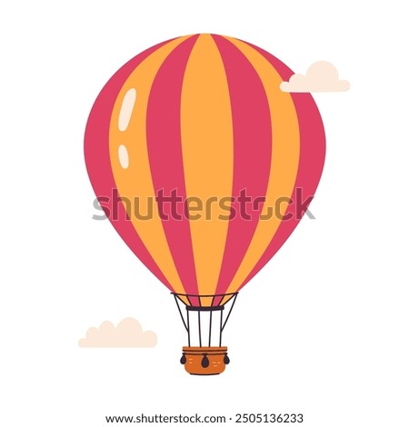 Striped simple aerostat isolate on white background. Vector graphics.