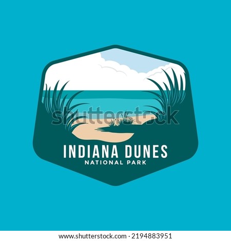 Indiana Dunes Beach National Park illustrations emblem logo.
