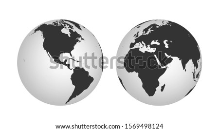 Hemispheres of the planet earth, eastern and western. globe icon. world map