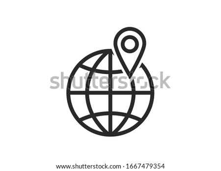 global location icon. global navigation and positioning system vector icon for web