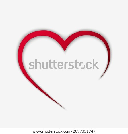 decorative red line heart with shadow. love and valentines symbol. vector element for valentine's day designdecorative red line heart with shadow. love and valentines symbol. vector element for valent