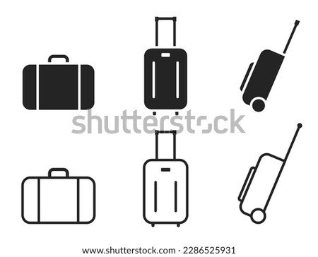 travel bag icon set. vacation, baggage and luggage symbol. isolated vector image in simple style