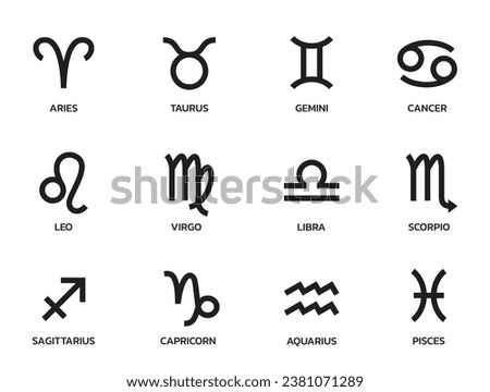 zodiac signs symbol set. astrological and horoscope icons. isolated vector images in simple style