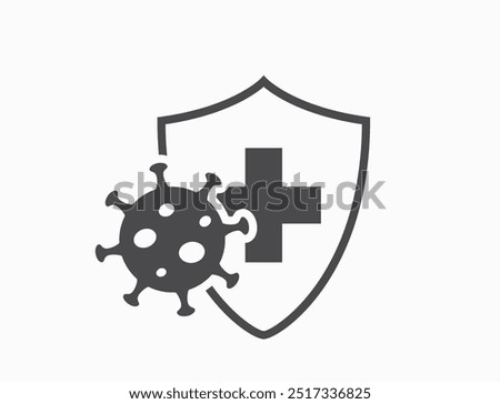 antivirus icon. medical health shield and virus. isolated vector image in simple style