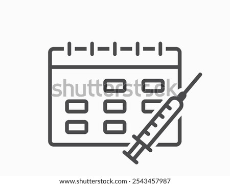 Vaccination calendar line icon. Medical schedule reminder. Health care isolated vector image in simple style