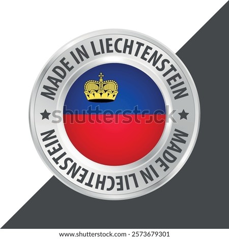 Made in Liechtenstein badge logo flag sticker 3d vector illustration isolated on white