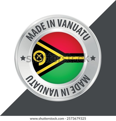 Made in Vanuatu badge logo flag sticker 3d vector illustration isolated on white