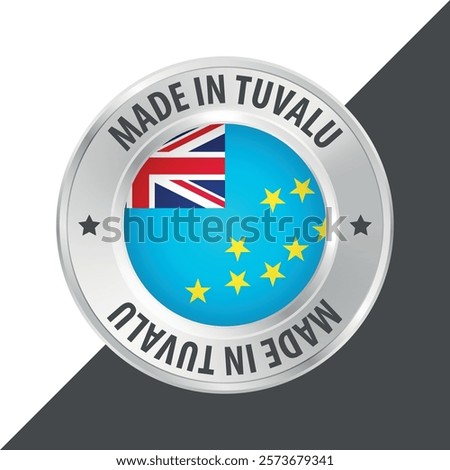 Made in Tuvalu badge logo flag sticker 3d vector illustration isolated on white