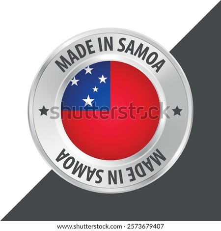 Made in Samoa badge logo flag sticker 3d vector illustration isolated on white