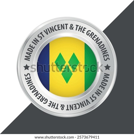 Made in Saint Vincent and the Grenadines badge logo flag sticker 3d vector illustration isolated on white