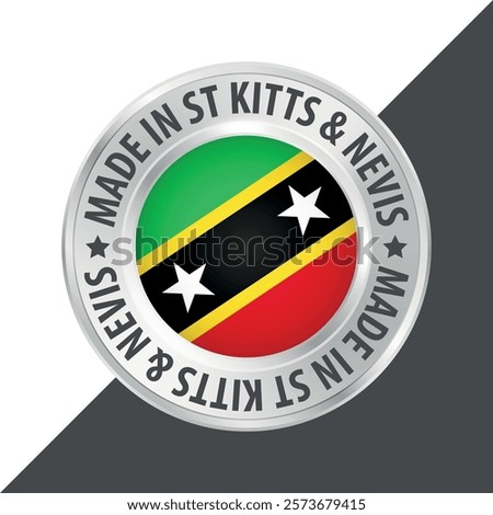 Made in Saint Kitts and Nevis badge logo flag sticker 3d vector illustration isolated on white