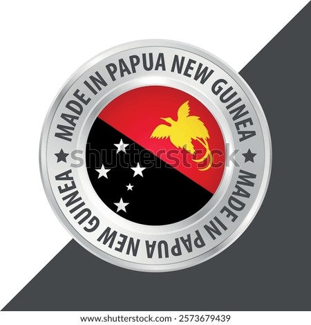 Made in Papua New Guinea badge logo flag sticker 3d vector illustration isolated on white