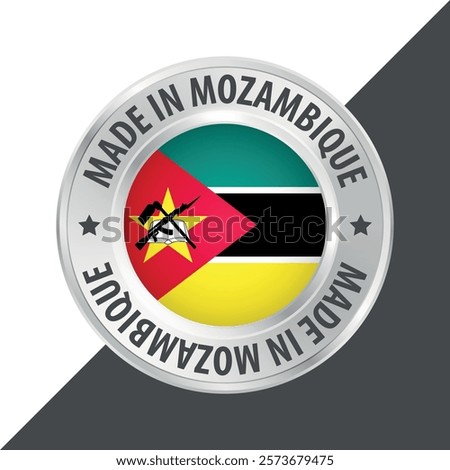 Made in Mozambique badge logo flag sticker 3d vector illustration isolated on white