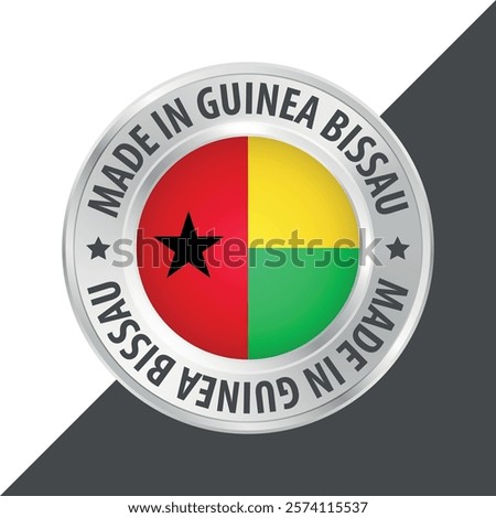 Made in Guinea Bissau badge logo flag sticker 3d vector illustration isolated on white