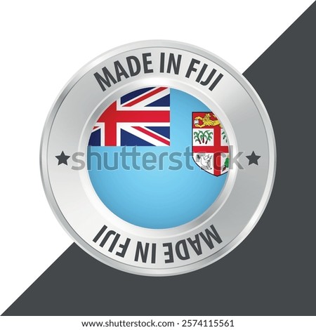 Made in Fiji badge logo flag sticker 3d vector illustration isolated on white